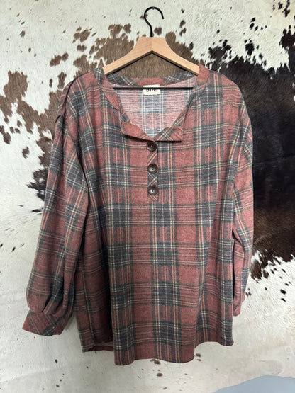 Cozy Plaid Henley